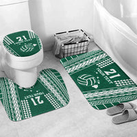 Polynesian Hawaii Volleyball Custom Bathroom Set Green Kakau with Map Motif LT9 Mat Set Only (3 pcs) One Size Green - Polynesian Pride