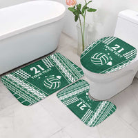 Polynesian Hawaii Volleyball Custom Bathroom Set Green Kakau with Map Motif LT9 - Polynesian Pride
