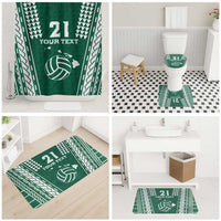 Polynesian Hawaii Volleyball Custom Bathroom Set Green Kakau with Map Motif LT9 - Polynesian Pride
