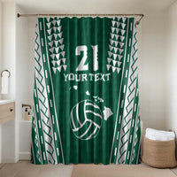 Polynesian Hawaii Volleyball Custom Bathroom Set Green Kakau with Map Motif LT9 Shower Curtain Only Green - Polynesian Pride