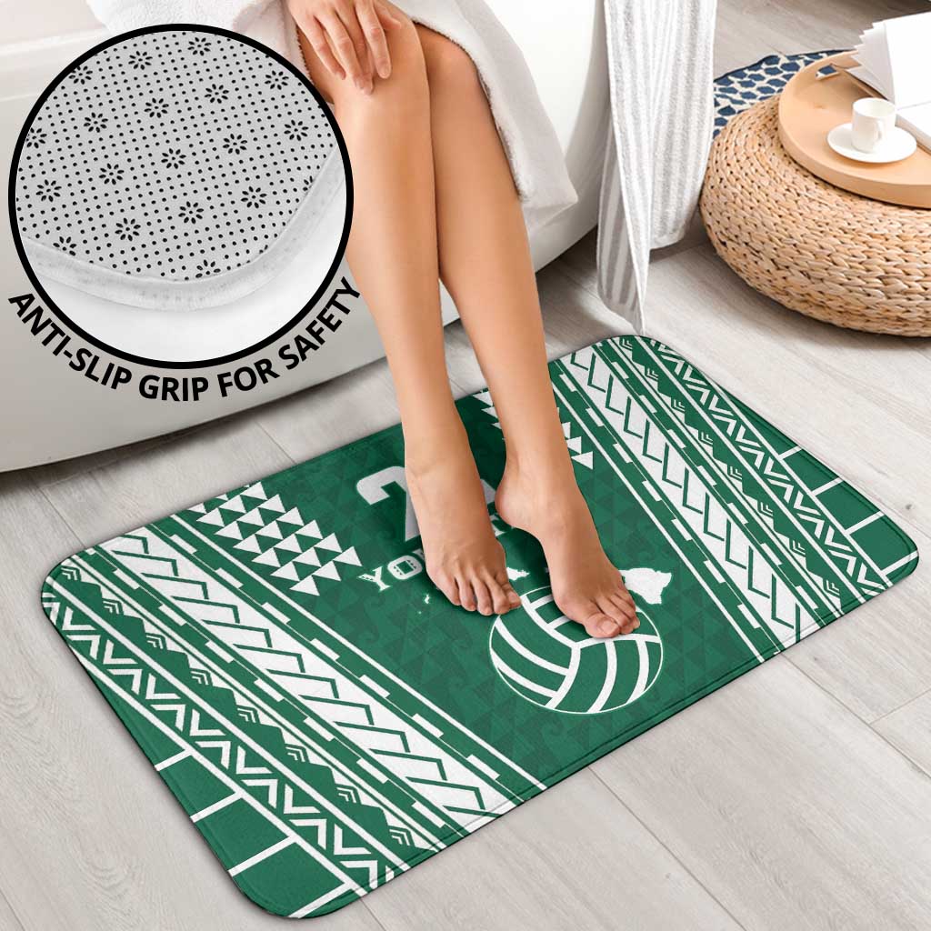 Polynesian Hawaii Volleyball Custom Bathroom Set Green Kakau with Map Motif LT9 - Polynesian Pride