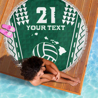 Polynesian Hawaii Volleyball Custom Beach Blanket Green Kakau with Map Motif LT9 - Polynesian Pride
