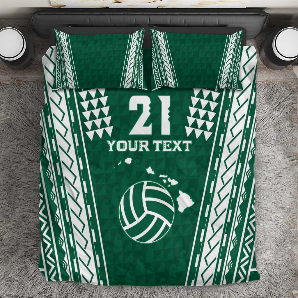 Polynesian Hawaii Volleyball Custom Bedding Set Green Kakau with Map Motif LT9 Green - Polynesian Pride
