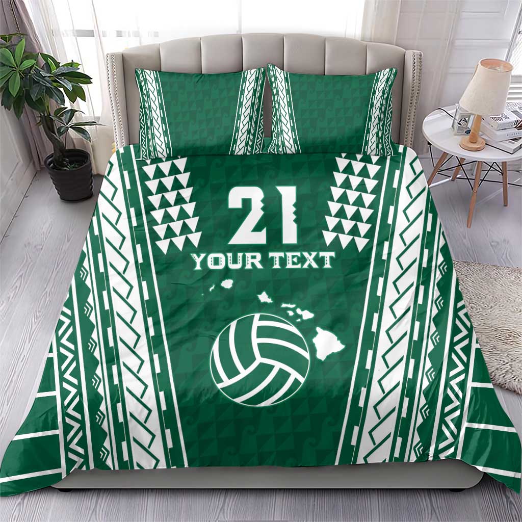 Polynesian Hawaii Volleyball Custom Bedding Set Green Kakau with Map Motif LT9 - Polynesian Pride