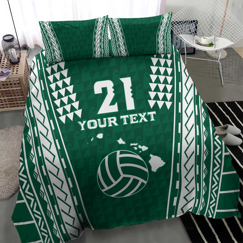 Polynesian Hawaii Volleyball Custom Bedding Set Green Kakau with Map Motif LT9 - Polynesian Pride