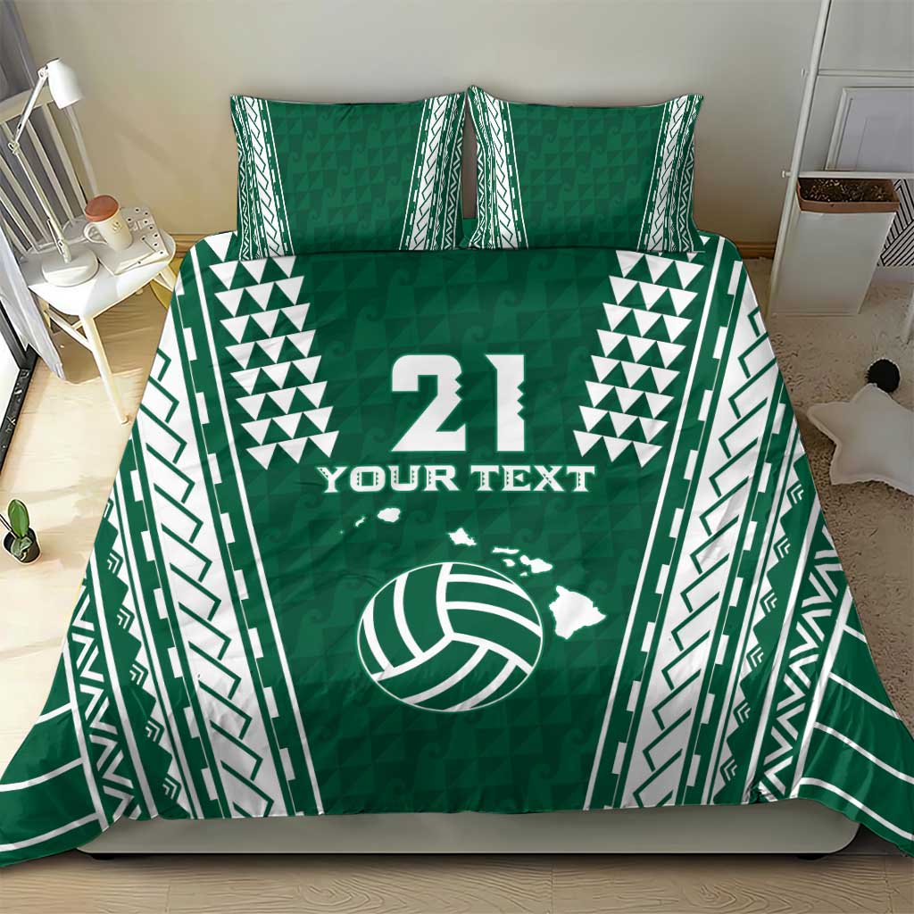 Polynesian Hawaii Volleyball Custom Bedding Set Green Kakau with Map Motif LT9 - Polynesian Pride