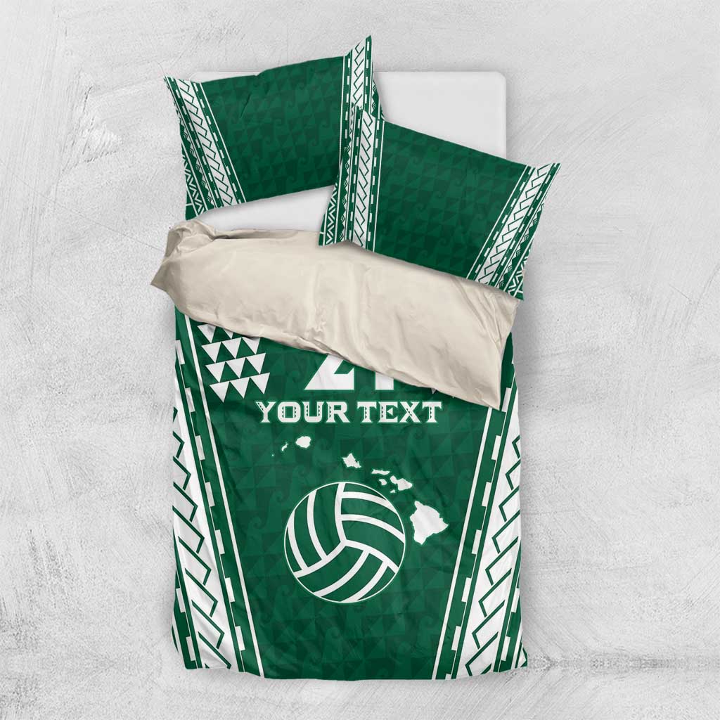 Polynesian Hawaii Volleyball Custom Bedding Set Green Kakau with Map Motif LT9 US Twin 172cm x 218cm Green - Polynesian Pride