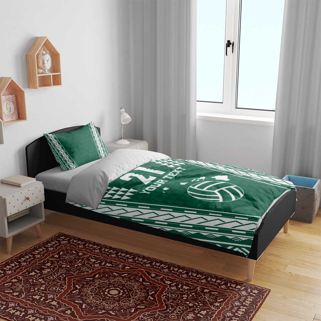 Polynesian Hawaii Volleyball Custom Bedding Set Green Kakau with Map Motif LT9 - Polynesian Pride