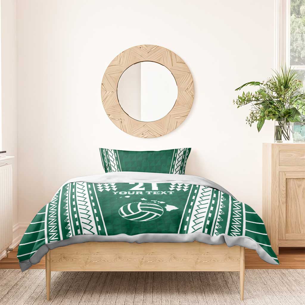 Polynesian Hawaii Volleyball Custom Bedding Set Green Kakau with Map Motif LT9 - Polynesian Pride