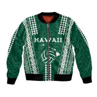 Polynesian Hawaii Volleyball Custom Bomber Jacket Green Kakau with Map Motif LT9 Unisex Green - Polynesian Pride
