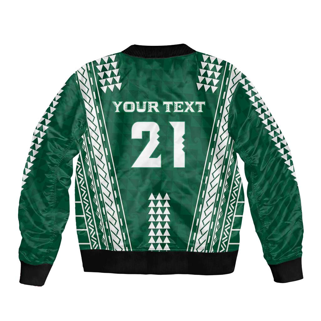 Polynesian Hawaii Volleyball Custom Bomber Jacket Green Kakau with Map Motif LT9 - Polynesian Pride