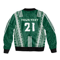 Polynesian Hawaii Volleyball Custom Bomber Jacket Green Kakau with Map Motif LT9 - Polynesian Pride