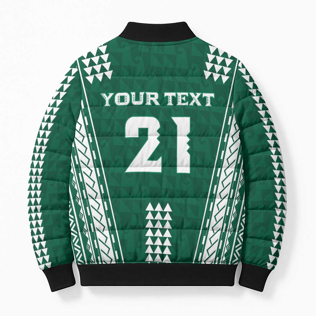 Polynesian Hawaii Volleyball Custom Bomber Puffer Jacket Green Kakau with Map Motif LT9 - Polynesian Pride