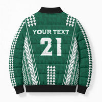 Polynesian Hawaii Volleyball Custom Bomber Puffer Jacket Green Kakau with Map Motif LT9 - Polynesian Pride
