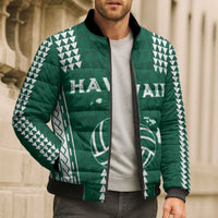 Polynesian Hawaii Volleyball Custom Bomber Puffer Jacket Green Kakau with Map Motif LT9 - Polynesian Pride
