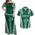 Polynesian Hawaii Volleyball Custom Couples Matching Off Shoulder Maxi Dress and Hawaiian Shirt Green Kakau with Map Motif