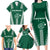 Polynesian Hawaii Volleyball Custom Family Matching Long Sleeve Bodycon Dress and Hawaiian Shirt Green Kakau with Map Motif