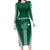 Polynesian Hawaii Volleyball Custom Family Matching Long Sleeve Bodycon Dress and Hawaiian Shirt Green Kakau with Map Motif