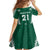 Polynesian Hawaii Volleyball Custom Family Matching Short Sleeve Bodycon Dress and Hawaiian Shirt Green Kakau with Map Motif