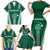 Polynesian Hawaii Volleyball Custom Family Matching Short Sleeve Bodycon Dress and Hawaiian Shirt Green Kakau with Map Motif