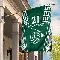 Polynesian Hawaii Volleyball Custom Garden Flag Green Kakau with Map Motif LT9 House Flag Green - Polynesian Pride