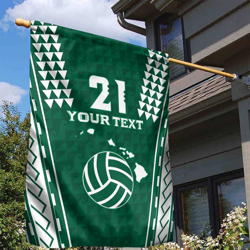 Polynesian Hawaii Volleyball Custom Garden Flag Green Kakau with Map Motif LT9 - Polynesian Pride