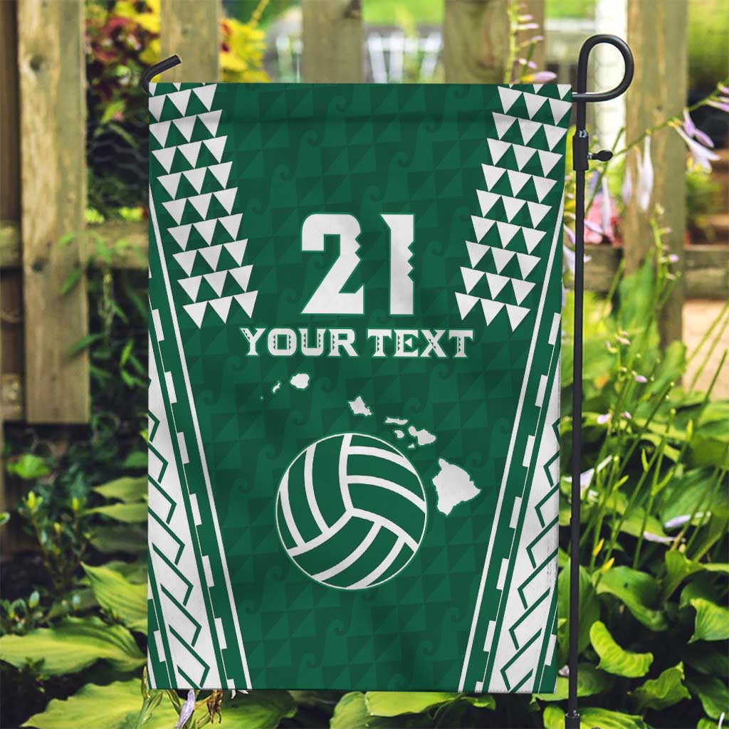 Polynesian Hawaii Volleyball Custom Garden Flag Green Kakau with Map Motif LT9 Garden Flag Green - Polynesian Pride