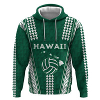Polynesian Hawaii Volleyball Custom Hoodie Green Kakau with Map Motif LT9 Pullover Hoodie Green - Polynesian Pride