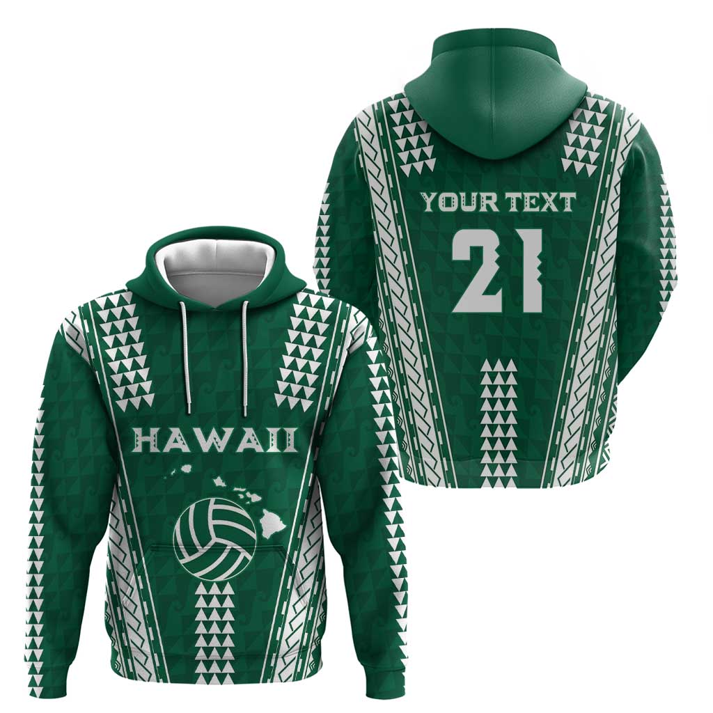 Polynesian Hawaii Volleyball Custom Hoodie Green Kakau with Map Motif LT9 - Polynesian Pride