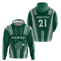 Polynesian Hawaii Volleyball Custom Hoodie Green Kakau with Map Motif LT9 - Polynesian Pride