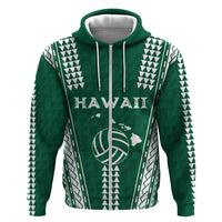 Polynesian Hawaii Volleyball Custom Hoodie Green Kakau with Map Motif LT9 Zip Hoodie Green - Polynesian Pride