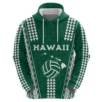 Polynesian Hawaii Volleyball Custom Hoodie Green Kakau with Map Motif LT9 - Polynesian Pride