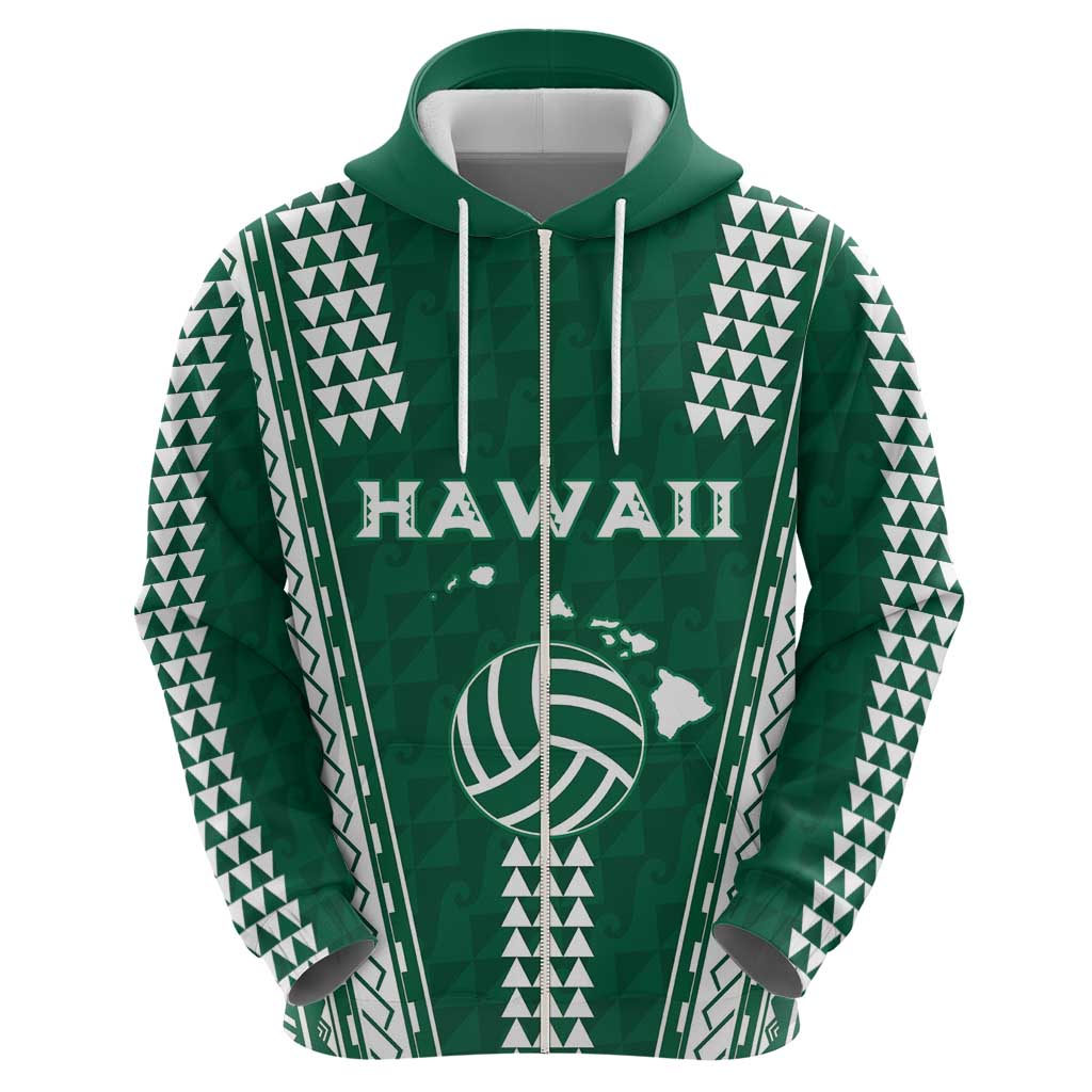 Polynesian Hawaii Volleyball Custom Hoodie Green Kakau with Map Motif LT9 - Polynesian Pride