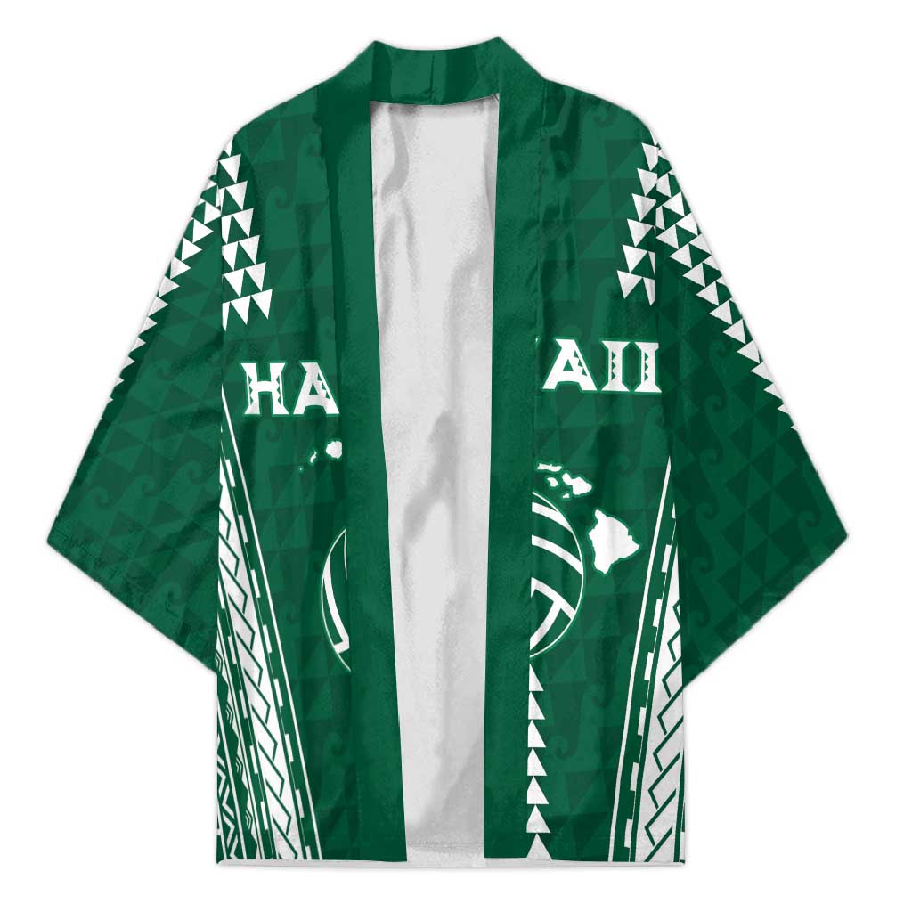 Polynesian Hawaii Volleyball Custom Kimono Green Kakau with Map Motif LT9 Unisex Green - Polynesian Pride