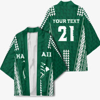 Polynesian Hawaii Volleyball Custom Kimono Green Kakau with Map Motif LT9 - Polynesian Pride