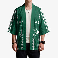 Polynesian Hawaii Volleyball Custom Kimono Green Kakau with Map Motif LT9 - Polynesian Pride