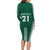 Polynesian Hawaii Volleyball Custom Long Sleeve Bodycon Dress Green Kakau with Map Motif