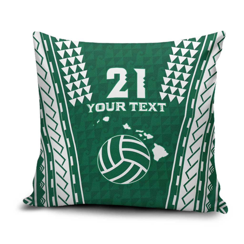 Polynesian Hawaii Volleyball Custom Pillow Cover Green Kakau with Map Motif LT9 Green - Polynesian Pride