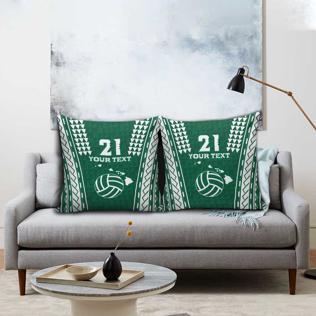 Polynesian Hawaii Volleyball Custom Pillow Cover Green Kakau with Map Motif LT9 - Polynesian Pride
