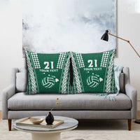 Polynesian Hawaii Volleyball Custom Pillow Cover Green Kakau with Map Motif LT9 - Polynesian Pride