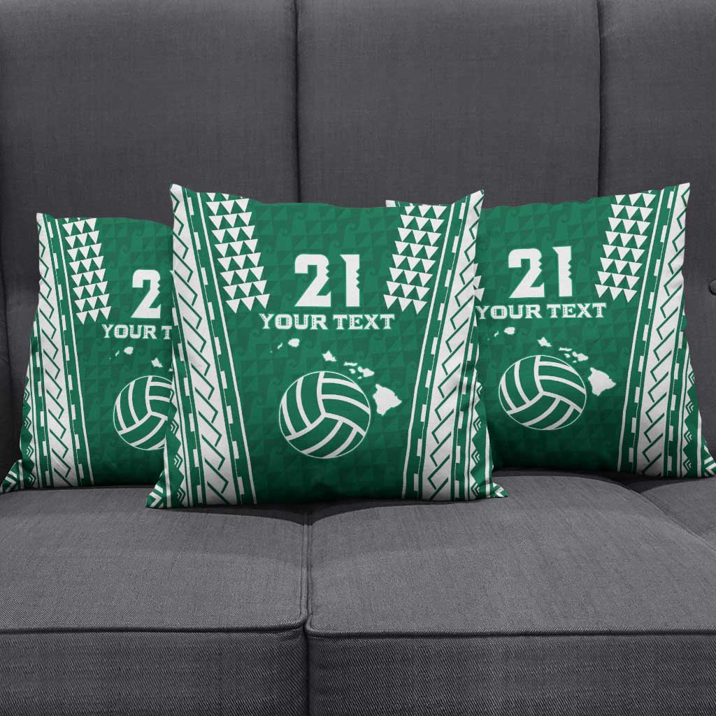 Polynesian Hawaii Volleyball Custom Pillow Cover Green Kakau with Map Motif LT9 - Polynesian Pride