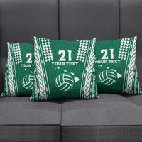 Polynesian Hawaii Volleyball Custom Pillow Cover Green Kakau with Map Motif LT9 - Polynesian Pride