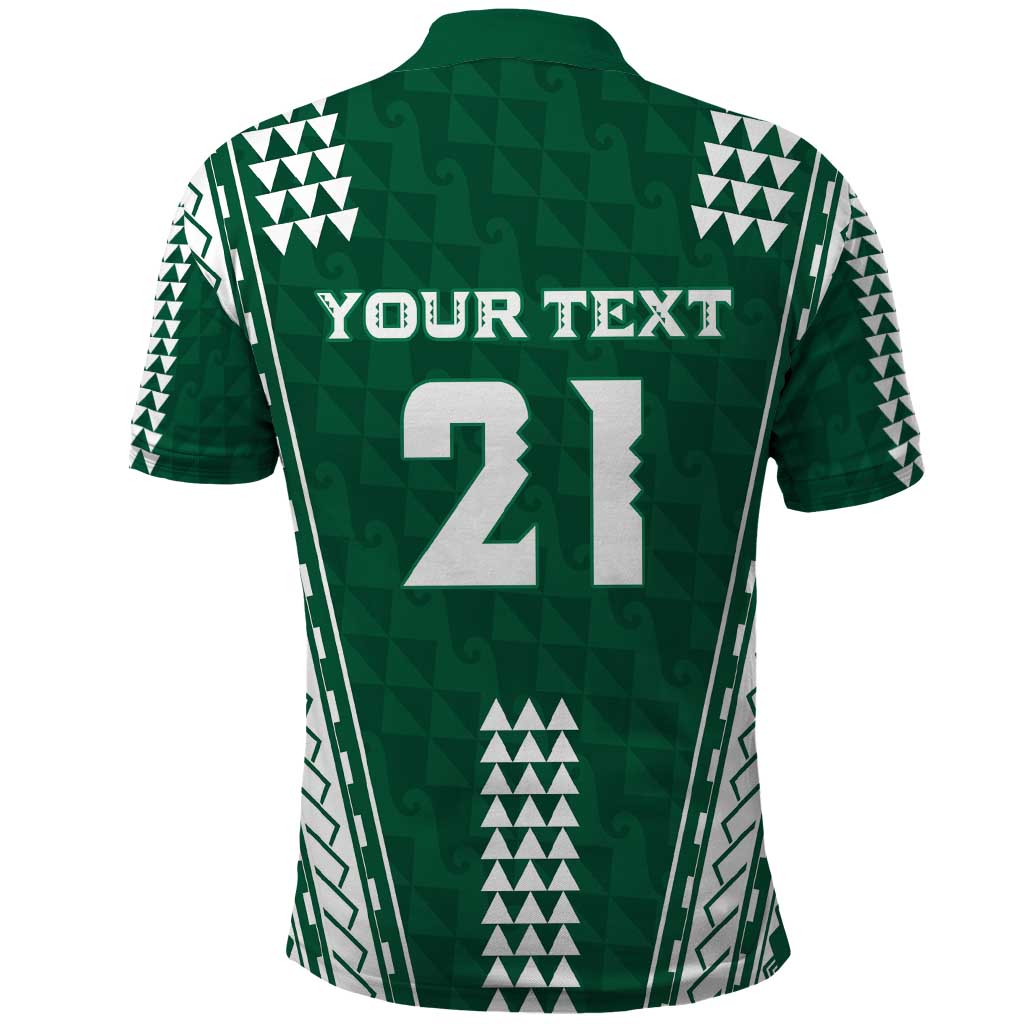 Polynesian Hawaii Volleyball Custom Polo Shirt Green Kakau with Map Motif LT9 - Polynesian Pride