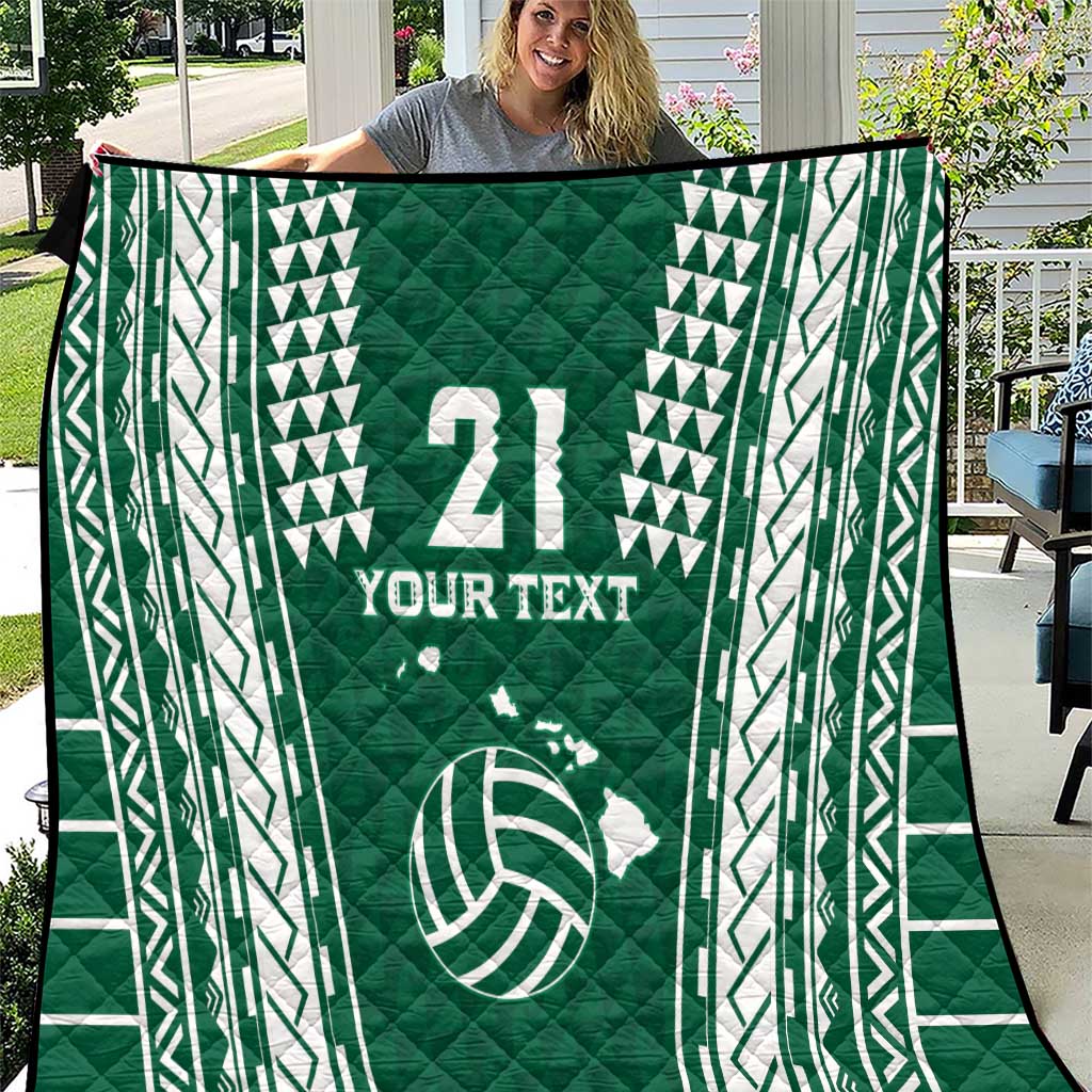 Polynesian Hawaii Volleyball Custom Quilt Green Kakau with Map Motif LT9 Green - Polynesian Pride