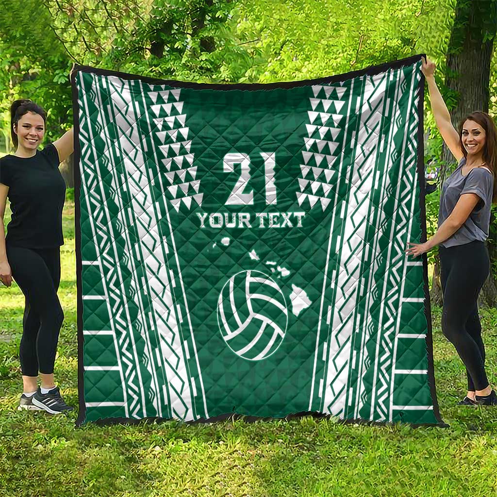 Polynesian Hawaii Volleyball Custom Quilt Green Kakau with Map Motif LT9 - Polynesian Pride