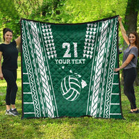 Polynesian Hawaii Volleyball Custom Quilt Green Kakau with Map Motif LT9 - Polynesian Pride