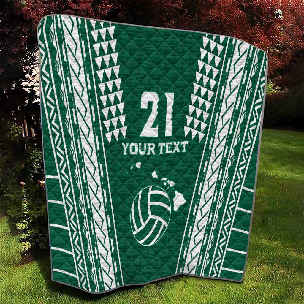 Polynesian Hawaii Volleyball Custom Quilt Green Kakau with Map Motif LT9 - Polynesian Pride
