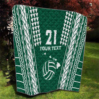 Polynesian Hawaii Volleyball Custom Quilt Green Kakau with Map Motif LT9 - Polynesian Pride