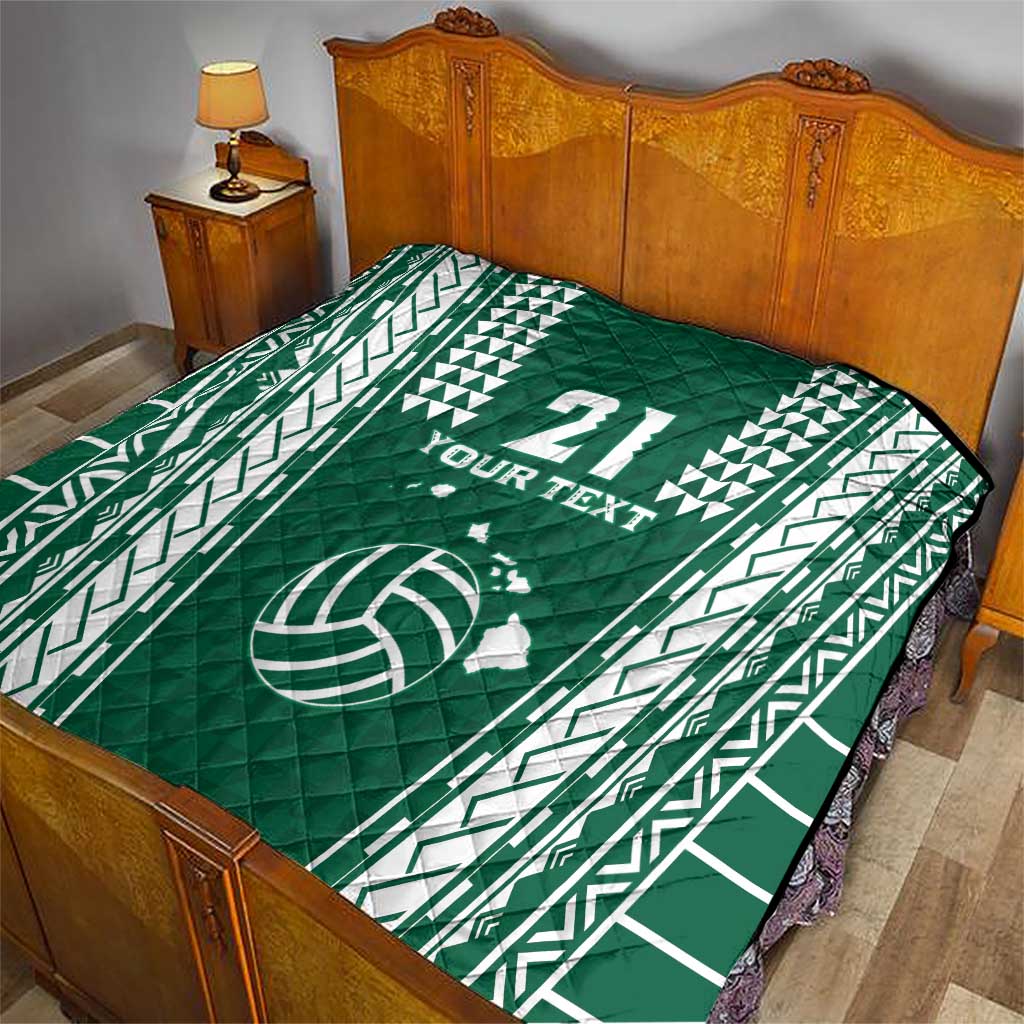 Polynesian Hawaii Volleyball Custom Quilt Green Kakau with Map Motif LT9 - Polynesian Pride