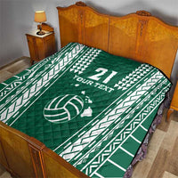 Polynesian Hawaii Volleyball Custom Quilt Green Kakau with Map Motif LT9 - Polynesian Pride